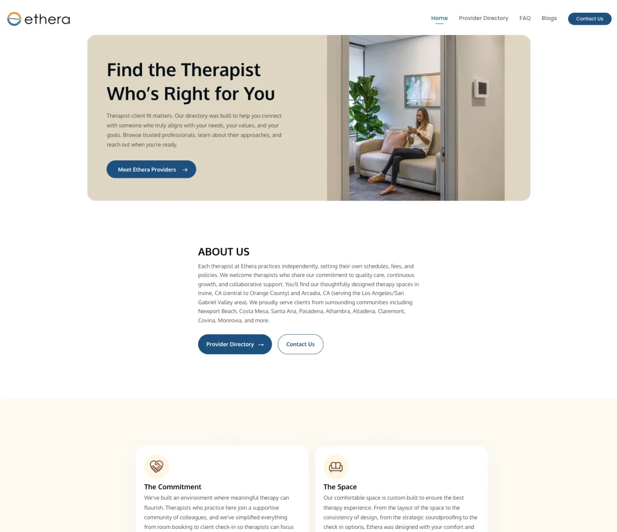 Ethera public website homepage